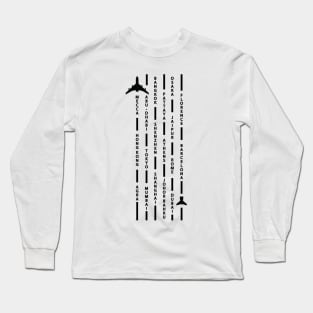 Aviation Aircraft Travel Design with Cities Long Sleeve T-Shirt